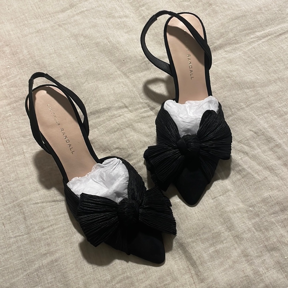 Loeffler Randall Sylvana Pleated Heels - black - size 7